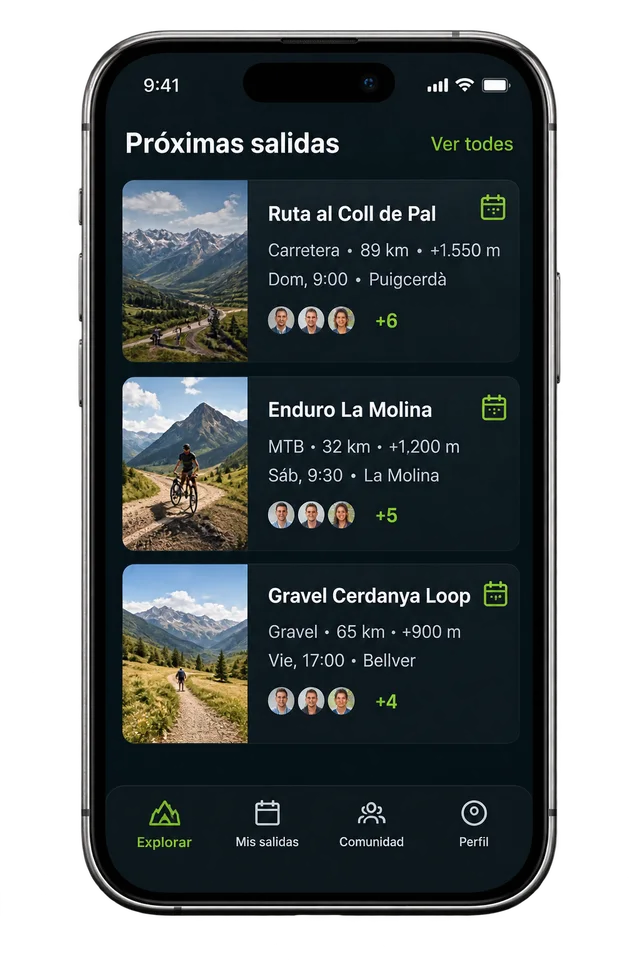Cycling Alp en el móvil: lista de próximas salidas